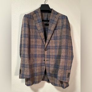 Suitsupply Sport Coat 38R. Brown & Blue Windowpane